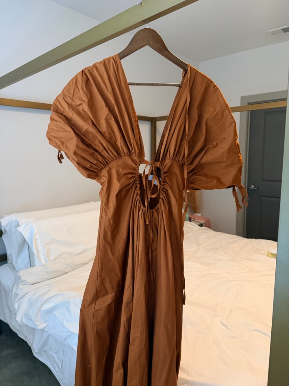 Rust Cutout Maxi Dress with Tie Front - Picture 4 of 5
